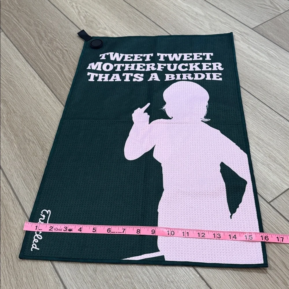 Entitled TWEET TWEET GOLF TOWEL WITH MAGNET Golf Fitness Green Pink funny